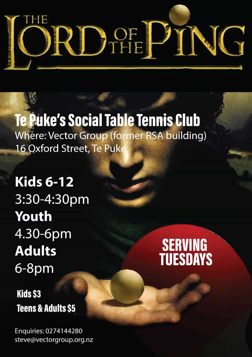 Lord of the Ping, Te Puke Social Table Tennis